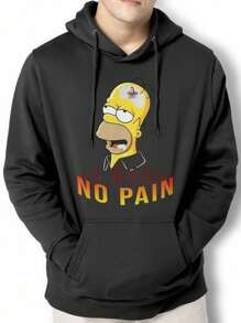 Sweatshirt Jacket No Brain No Pain Men's Kangaroo Top BPJ2 - 黑色 - 查看 1