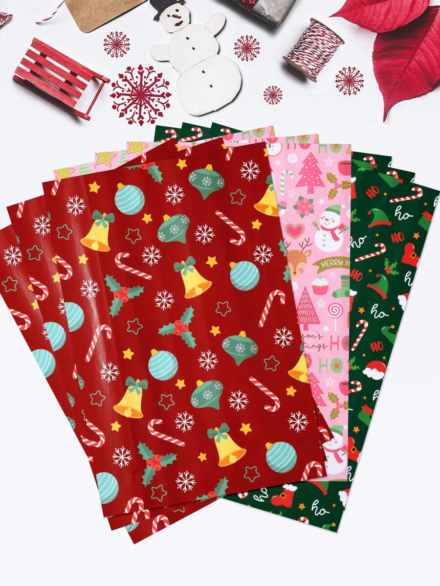 3 tờ giấy gói quà Giáng sinh vui vẻ 70*50cm, giấy Kraft, giấy gói quà năm mới, đồ dùng sinh nhật, họa tiết chuông bông tuyết nai sừng tấm, đồ trang trí Giáng sinh, giấy gói hoa, bao bì quà tặng, giấy gói đám cưới, đồ trang trí tiệc Giáng sinh, Giáng sinh