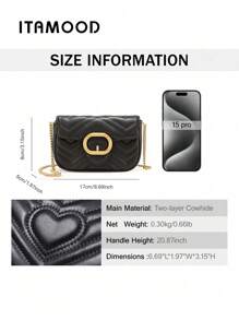 ITAMOOD Lightweight Business Casual Square Designer Inspired Handbags, Chic Genuine Leather Black Purse & Tote Bag, Minimalist Vintage Solid Color Quilted Flap Shoulder Bag & Underarm Purse, Portable Adjustable Chain Crossbody Bag & Messenger Bag For Teen Girls, Women,College Students,Rookies & White-Collar Workers Perfect For Office,College,Work,Business,Commute,Outdoors,Travel,Outings,Vacations,Parties And As Gifts For Festivals And Birthdays For Best Friends, Girlfriends,Lovers,Fashionable Party-Goer,Gift Decor, Gift Accessories Present, School Supplies, Teacher Gifts, Back To School, Teacher Accessories 8628 - 彩色 - 查看 3