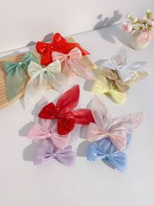 12pcs Rhinestone Bow Hair Clips, Cute & Versatile For Everyday Wear - Multicolor - View 6