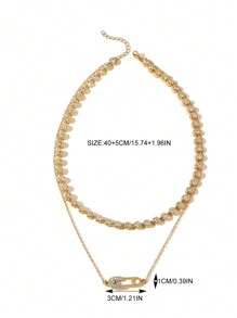 1 pièce Collier multicouche à pendentif en acier inoxydable diamant œil de diable rétro à la mode, convient pour le port quotidien des femmes et les cadeaux de vacances, sans boîte-cadeau incluse