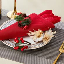 1pc Christmas Napkin Ring, Faux Pine Needle Napkin Holder, Wooden Napkin Rings, Home Decor Napkin Rings - Multicolor - View 8