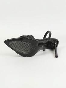 Women's Fashion Pointed Toe Black Minimalist Strap Slip-On Party High Heel Sandals