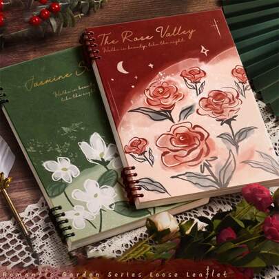 1 A5/B5/A4 Notebook, 60sheets,Detachable Notebook, Exercise Book,Office And Study Supplies, Back To School Supplies,Beautiful Flower Cover, Perfect For Students,Back To School Supplies Back To School
