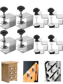 8pcs Stainless Steel Kitchen Cabinet Drawer Clips, Adjustable Cabinet Hardware Fasteners, Portable Front Drawer Woodworking Clips For Cabinet Frame Installation - Silver - View 2