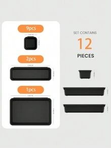 Makeup Drawer Organizer Tray, Assorted Size Bathroom Drawer Organizer Rack, Plastic Vanity Organizer Boxes For Home, Kitchen And Office - Black - View 14