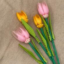 3 件套花束郁金香积木 DIY 模型积木家居办公室装饰展示积木玩具礼物 - 顏色 - 查看 4