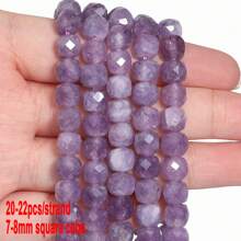 20-22pcs/Pack 7-8mm Faceted Cube Shape Beads Purple Color Loose Beads For Jewelry Making Diy Accessories Slight Color Difference - Faceted 7-8mm Purple Stone - View 9