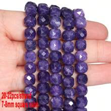 20-22pcs/Pack 7-8mm Faceted Cube Shape Beads Purple Color Loose Beads For Jewelry Making Diy Accessories Slight Color Difference - Faceted 7-8mm Purple Stone - View 6