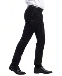 Mens Skinny Fit Solid Open Bottom Dress Pants - 黑色 - 查看 2