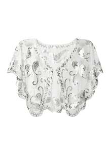 D EXCEED 1PC 女式盖茨比 1920 年代披肩亮片晚礼服披肩新娘披肩披肩短上衣派对婚礼万圣节角色扮演舞会