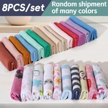 8pcs Baby Washcloths Soft Face Towels, Infant Bath Towel Feeding Saliva Towel Burp Cloth Bib Handkerchief Baby Shower Gift-Random Pattern(Random Color) - Random Color - View 4