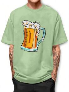 Basic Beer Glass Cotton T-Shirt Round Neck Shirt GPJ1 - Màu xanh Bạc hà - Xem 1