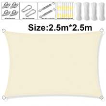 Shade Sail, Waterproof Garden Shelter 95% UV Blocking Sun Protection Awning, Canopy For Patio Garden Yard Backyard Camping Pool - Beige - View 16