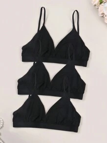 3 件套女士性感薄款柔软舒适透气日常文胸套装，内衣