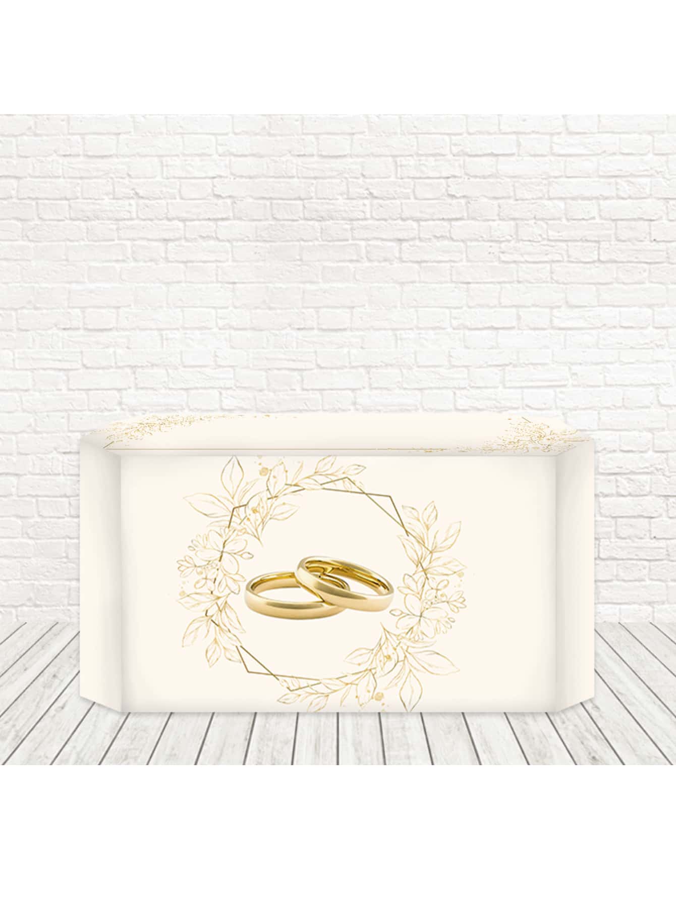 Tablecloth Cover Table Decoration 3d Sublimated Fabric Wears Easy Gold And Silver Wedding 0.70Wx1.40H - 黃金婚禮 FTM-059 - 查看 1