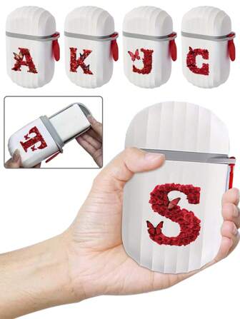 1pc 26 Red Rose Letter Waterproof Portable Soap Dish With Lid And Drain Tray, Plastic Construction, Bathroom Accessories, Mini Travel Size Soap Holder For  Travel, Hiking, And Camping - Keep Your Soap Clean And Dry Anywhere! Travel Essentials School School Supplies Holiday Holiday Essentials Vacation Perfume For Women Perfume For Men Perfume Beach Bottle