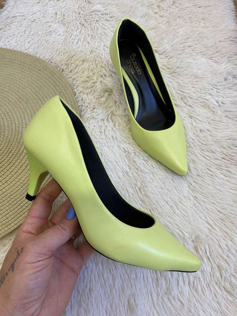 Vivi Women's Scarpin Napa Thin Heel 5cm Comfort - 萊姆 - 查看 1