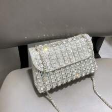 Shining Rhinestones Women's Evening Clutch Bag For Parties Luxury Designer Handmade Purses And Handbag - Silver - View 8