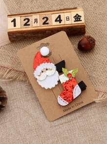 圣诞装饰 2 件圣诞组合发夹，可爱拍照装饰头饰，适合家庭节日聚会和派对礼物 - 彩色 - 查看 3