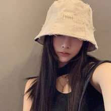 Spring Summer Autumn Korean Fashion Designer Frayed Plaid Bucket Hat, Casual Versatile Bucket Hat For Women - Multicolor - View 5