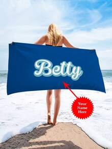 1 件定制文字沙滩巾，送给家人和朋友的礼物，吸水性强，适合游泳池、露营旅行，极其舒适 - 彩色 - 查看 5