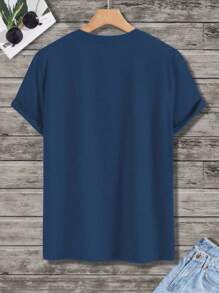 Men's Casual Anchor Printed Shirt Round Neck Short Sleeve 100% Cotton New Arrival - Màu xanh hải quân - Xem 7