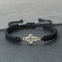 1pc New Fashion Crystal Cross Pendant Bracelet Women Men Handmade Adjustable Charm Braided Bracelets For Friend Jewelry Gift
