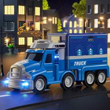 TEMI TEMI Voitures et camions jouets pour enfants de 3 4 5 6 ans, jouets de véhicules pour enfants avec 8 voitures de ville, jouet de circuit de voiture pour les tout-petits de 3 à 8 ans, jouets d'extérieur pour enfants, cadeau pour garçon et fille de 3 à 4 ans