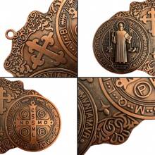 BONITTER EXTRA GROTE 5,7X4 INCH ST BENEDICT CROSS MEDAILLE VINTAGE MESSING TOON AFWERKING VOOR WAND OF BUREAU DISPLAY/MEDALLA DE SAN BENITO