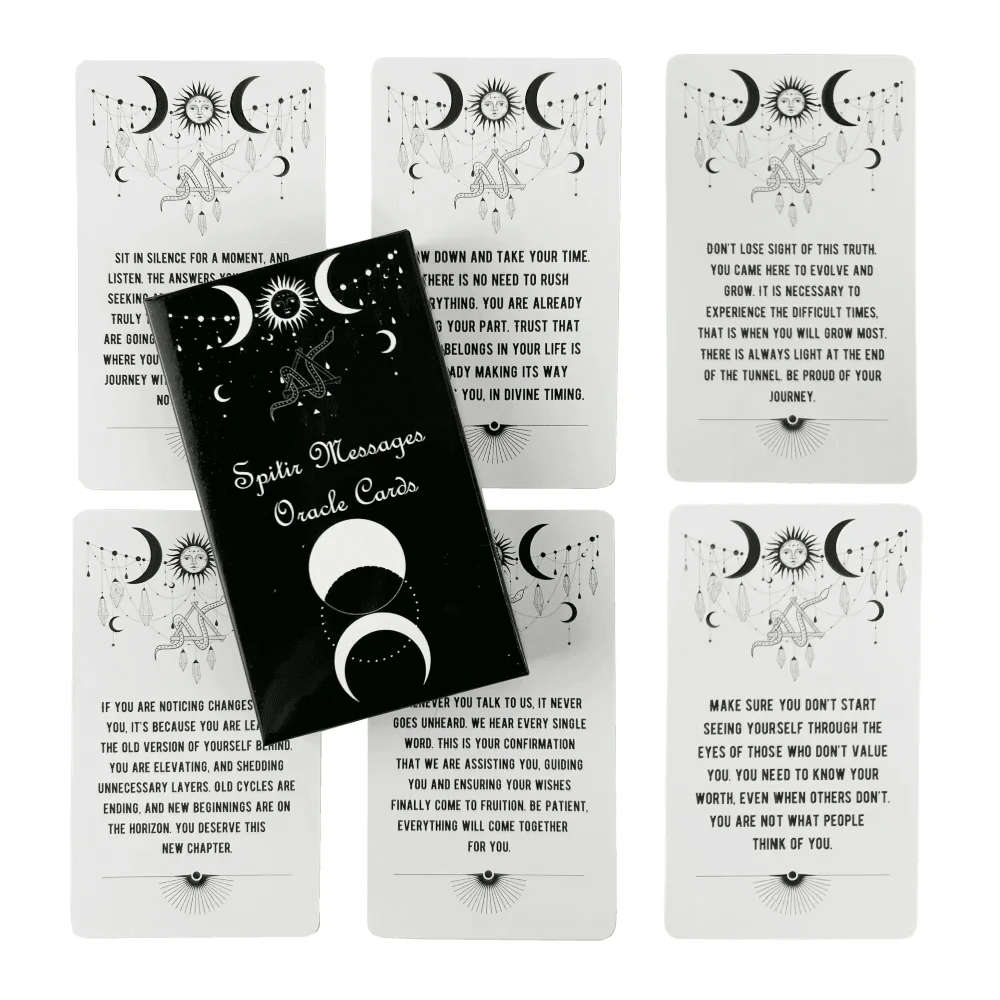 Spirit Messages Oracle Cards Classic Wisdom Divination Visions Tarot Board Games Deck Party Edition,Adult Party Games Suitable For Halloween/Christmas/Thanksgiving - Black and White - View 1