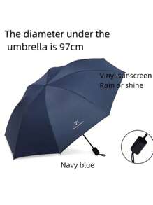 Sun Protection Umbrella With Coating - Manual Folding Umbrella For Women And Men - 8 Bone Vinyl Umbrella - 38.1 Inches Unfolded - Perfect For Sunscreen For School,Office,Household,Travel, Back To School Supplies