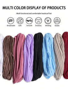 Awegeo 1/2/3/6pcs Women's Solid-Color Multi-Functional Headwear Set - Adjustable Turban-Style Bonnet With Breathable Lining For Hair Protection & All-Day Comfort, Premium Jersey Knit Stretch Fabric For Secure Fit