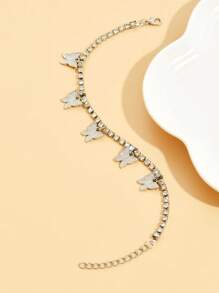 Fashionable Butterfly Pendant Anklet - Silver - View 9