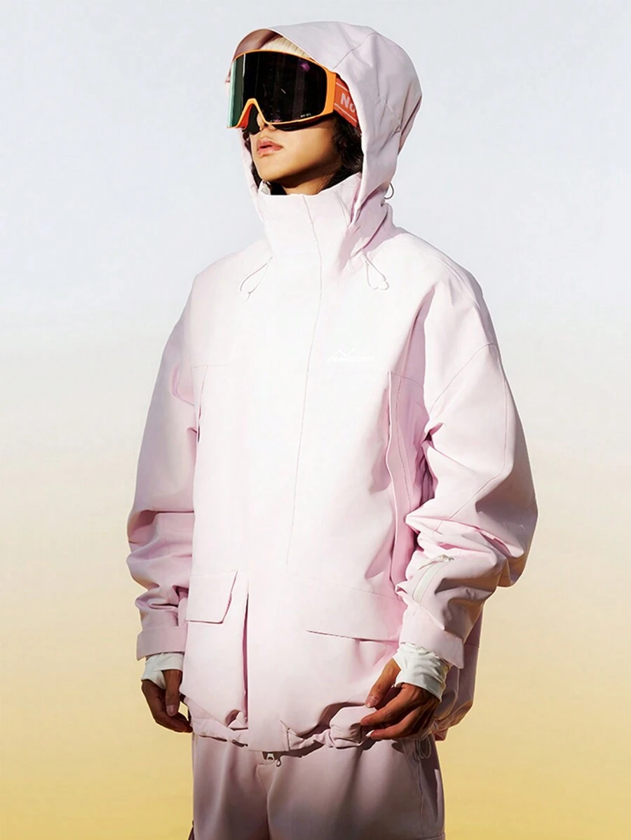 NowInSnow Chaqueta de snowboard para mujer con ajuste holgado, rosa, gruesa y cálida, profesional, impermeable 15,000 mm/transpirable 10,000g, a prueba de viento, en azul claro o azul marino