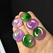 1pc Natural Bashan Jade Colorful Peace Button Pendant Necklace, High Quality Gem Crystal Jewelry, All Hand-Carved, Women, Men, Quartz Crystal Wealth Pendant, Necklace, Peace Necklace, Couple Necklace, Gift For Women, Suitable For Holiday Party Gifts, Quartz Crystal Gifts. (Complimentary: Lanyard, Gift Box) - Safety Button - View 4