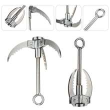 3-Claw 4-Claw Sawtooth Grappling Hook, With 10m/33ft 8mm Auxiliary Rope Stainless Steel Claw Carabiner For Outdoor Activity Magnet Fishing Tool - 三爪帶繩 - 查看 4