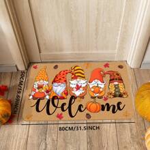 1pc Autumn Theme Doormat, Dwarf Autumn Element Pattern Slip-Resistant Outdoor Decorative Carpet Mat, Thanksgiving & Halloween Decor, Home Autumn Decoration