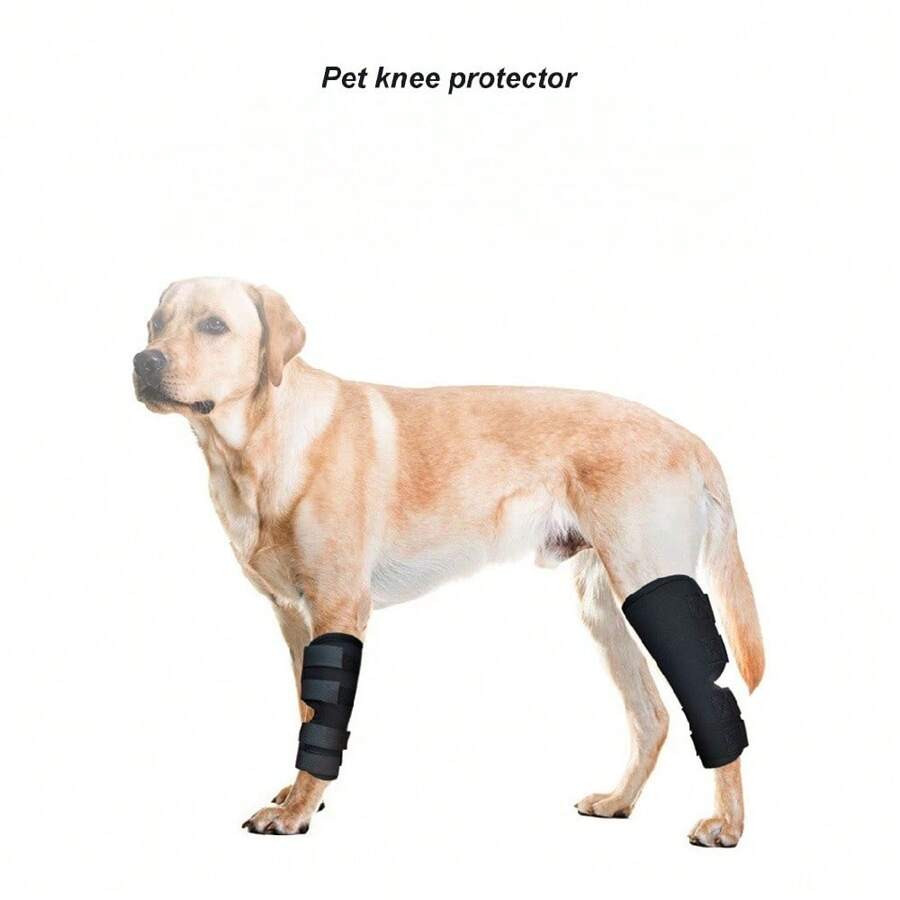 1 Pair Pet Knee Pads, Dog Leg Protector, Injury Protection Adjustable Wrap (2pcs) - Black - View 1