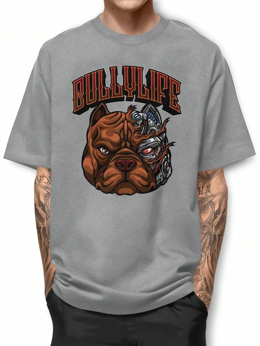 Pitbull Bullylife Basic T-Shirt 100% Cotton Shirt GPJ1 - 淺灰色 - 查看 1