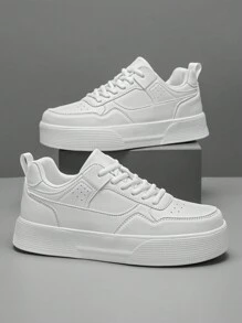 Herren minimalistische einfarbige Plattform Schnür-Freizeitschuhe, modisch vielseitig für College-Studenten, Pendeln, Outdoor-Sport, Unisex
