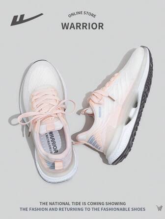 WARRIOR 女士户外舒适时尚跑步运动鞋，2024年新款春秋季透气休闲系带软底防滑运动鞋