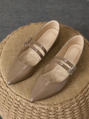 Women's Pointed Toe Fashion Purple, Brown, Pink, Red, Green, Black Casual Flat Slip-On Shoes For Spring & Fall