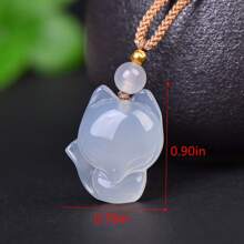 1pc Natural Crystal Agate Fox Pendant Necklace, Green Jade Heart, Animal Pendant, Fox Protection Peace Necklace, All Hand-Carved, Women, Men, Natural Gem Pendant, Quartz Crystal Necklace, Couple Necklace, Gift For Her, Suitable For Holiday Party Gifts, Quartz Crystal Gifts.