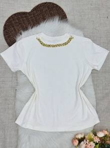 Women's Short Shirt With Chain - trắng - Xem 1