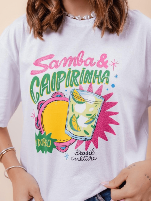 Camiseta com Estilo Único SAMPA E CAIPIRINHA Blusa Feminina