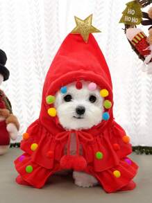 1pc Autumn/Winter Christmas Pet Clothing Two-Color Cape Pet Cape Shawl Dog Transform Into A Festive Costume
