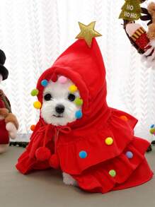 1pc Autumn/Winter Christmas Pet Clothing Two-Color Cape Pet Cape Shawl Dog Transform Into A Festive Costume