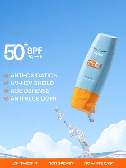 MISTINE 1支SPF 50+保湿防晒霜，抗皱防晒乳液，轻盈配方，适合油性肌肤，抗氧化，防水，不油腻