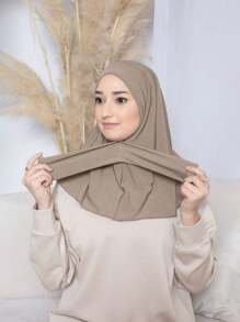 1pc Fashionable & Elegant Instant Hijab Cap, Casual Headscarf Cap, Turban, Suitable For Daily Life, Festivals, Gatherings, Prayer - Khaki - View 3